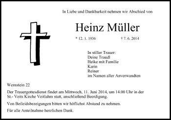 Anzeige von Heinz Müller von MGO