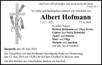 Anzeige von Albert Hofmann von MGO