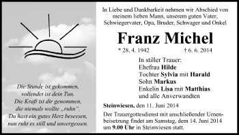 Anzeige von Franz Michel von MGO