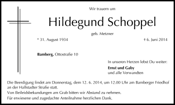 Anzeige von Hildegund Schoppel von MGO