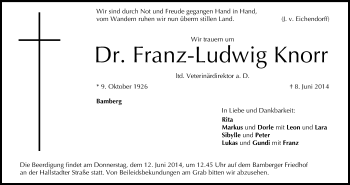 Anzeige von Franz-Ludwig Knorr von MGO
