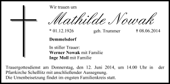 Anzeige von Mathilde Nowak von MGO