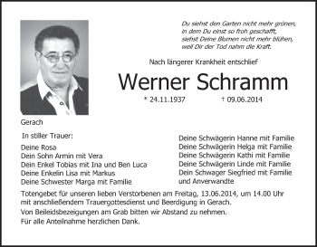 Anzeige von Werner Schramm von MGO