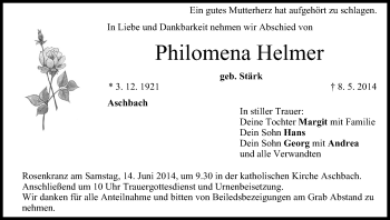 Anzeige von Philomena Helmer von MGO