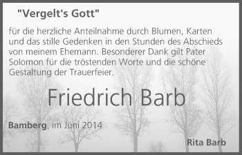 Anzeige von Friedrich Barb von MGO
