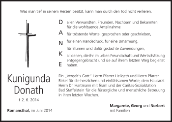 Anzeige von Kunigunda Donath von MGO