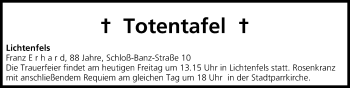 Anzeige von Totentafel 13.06.2014 von MGO