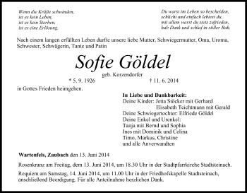 Anzeige von Sofie Göldel von MGO