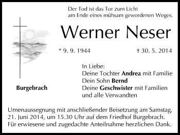 Anzeige von Werner Neser von MGO