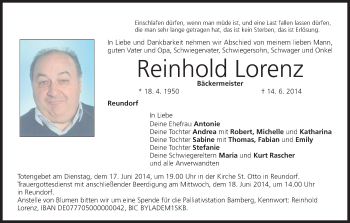 Anzeige von Reinhold Lorenz von MGO