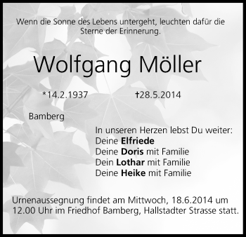 Anzeige von Wolfgang Möller von MGO