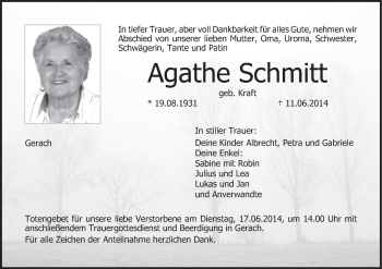 Anzeige von Agathe Schmitt von MGO