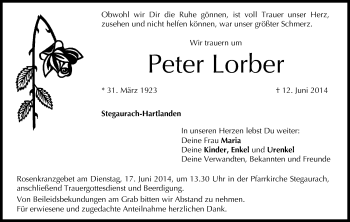 Anzeige von Peter Lorber von MGO