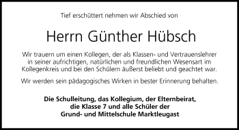 Anzeige von Günther Hübsch von MGO