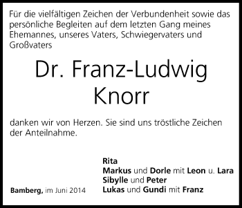 Anzeige von Franz-Ludwig Knorr von MGO