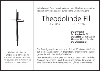 Anzeige von Theodolinde Ell von MGO