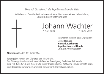 Anzeige von Johann Wachter von MGO