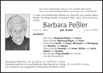 Anzeige von Barbara Peßler von MGO