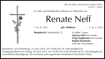 Anzeige von Renate Neff von MGO