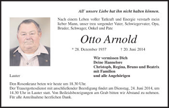 Anzeige von Otto Arnold von MGO