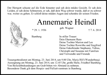 Anzeige von Annemarie Heindl von MGO