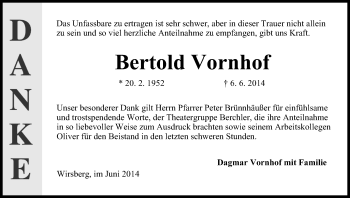 Anzeige von Bertold Vornhof von MGO