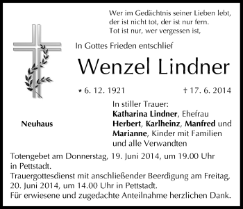 Anzeige von Wenzel Lindner von MGO