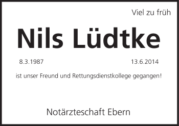 Anzeige von Nils Lüdtke von MGO