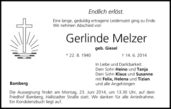 Anzeige von Gerlinde Melzer von MGO