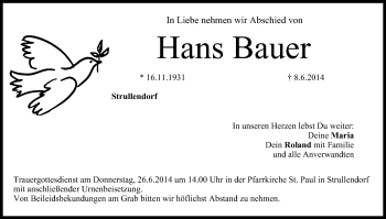 Anzeige von Hans Bauer von MGO