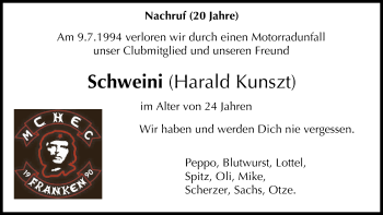Anzeige von Harald Kunszt von MGO