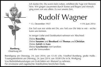 Anzeige von Rudolf Wagner von MGO
