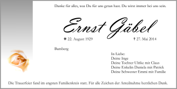 Anzeige von Ernst Gäbel von MGO