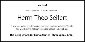 Anzeige von Theo Seifert von MGO