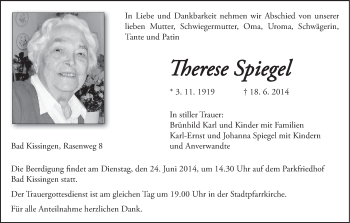 Anzeige von Therese Spiegel von MGO