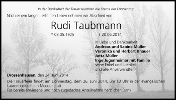 Anzeige von Rudi Taubmann von MGO