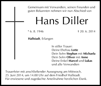 Anzeige von Hans Diller von MGO