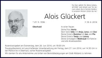Anzeige von Alois Glückert von MGO
