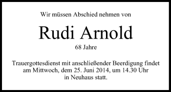 Anzeige von Rudi Arnold von MGO
