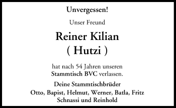 Anzeige von Reiner Kilian von MGO