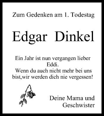 Anzeige von Edgar Dinkel von MGO