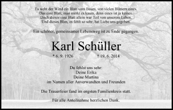 Anzeige von Karl Schüller von MGO