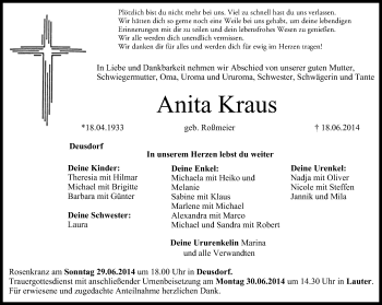 Anzeige von Anita Kraus von MGO