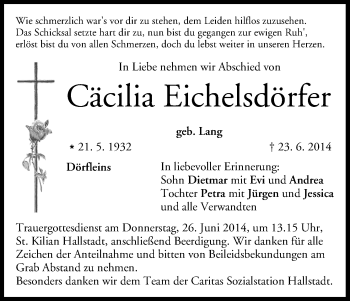 Anzeige von Cäcilia Eichelsdörfer von MGO
