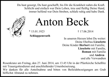 Anzeige von Anton Beck von MGO