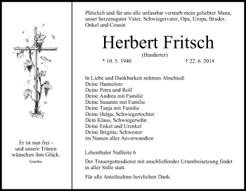 Anzeige von Herbert Fritsch von MGO