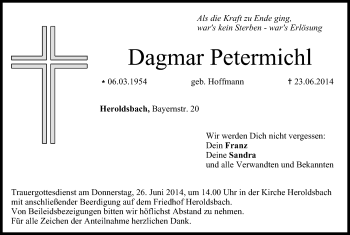 Anzeige von Dagmar Petermichl von MGO