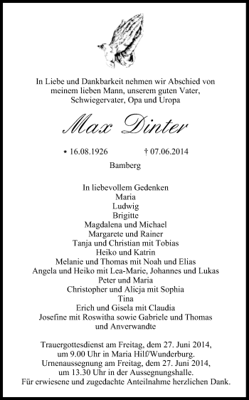 Anzeige von Max Dinter von MGO