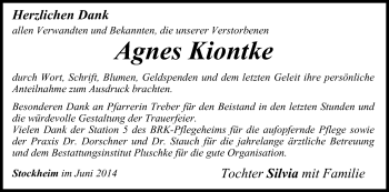 Anzeige von Agnes Kiontke von MGO