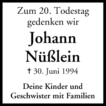 Anzeige von Johann Nüßlein von MGO